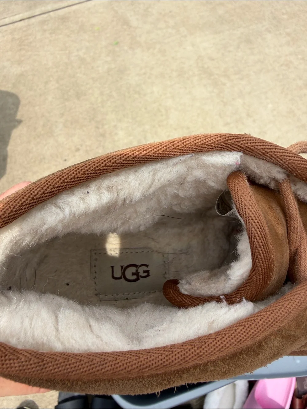 UGG Chestnut Suede Shearling-Lined Lace Boot